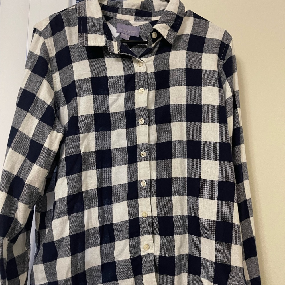 Navy blue and white flannel